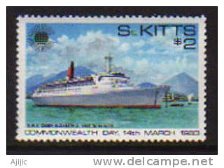 Navire HMS Queen Elizabeth II  Aux Iles St Kitts (Antilles)  1 T-p Neuf ** $ 2.00 - St.Kitts And Nevis ( 1983-...)