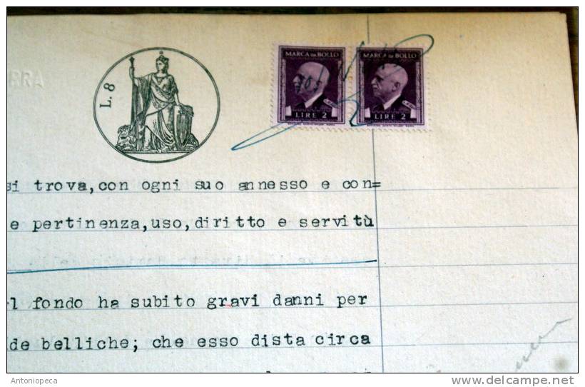 ITALIA 1945 - 5 MARCHE DA BOLLO SU  DOCUMENTO ORIGINALE - Fiscales