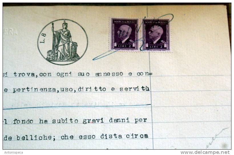 ITALIA 1945 - 5 MARCHE DA BOLLO SU  DOCUMENTO ORIGINALE - Steuermarken