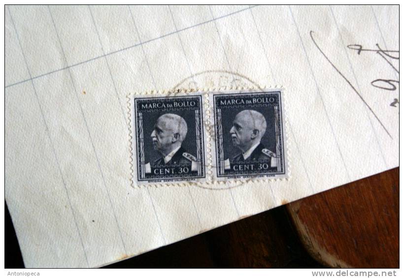 ITALIA 1945 -2 MARCHE DA BOLLO SU  DOCUMENTO ORIGINALE - Revenue Stamps