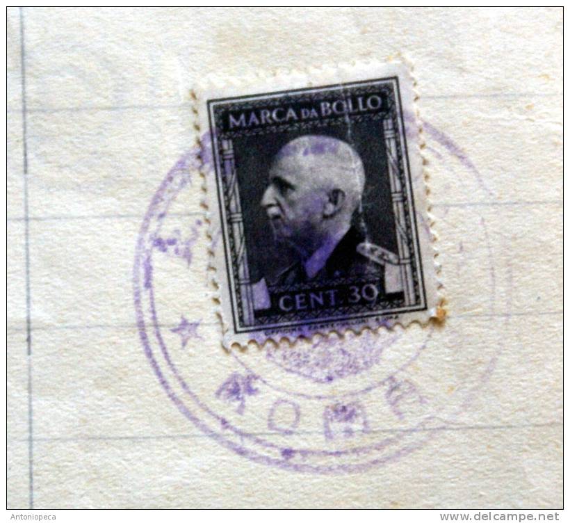 ITALIA 1945 - MARCHE DA BOLLO SU  DOCUMENTO ORIGINALE - Revenue Stamps