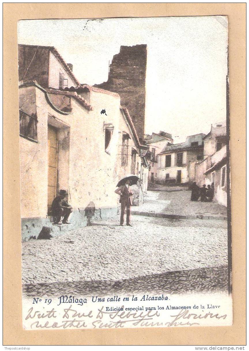 SPAIN ESPANA Espagne. Malaga No.19  Una Calle En La Alcazaba 1904 Dos Simple SIN DIVIDIR NON DIVISE Circulado - Málaga