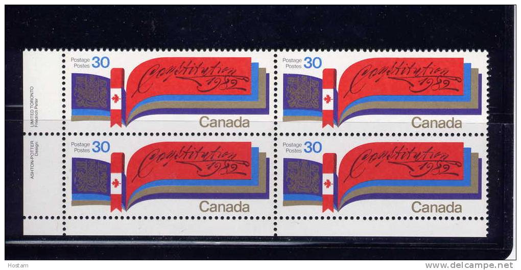 CANADA 1982, # 916, NEW CONSTITUTION,   BLOCK  MNH - Blocks & Sheetlets