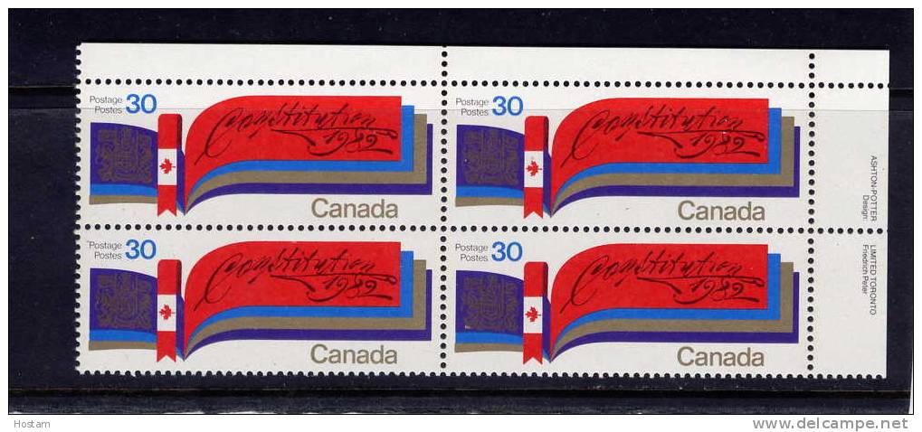 CANADA 1982, # 916, NEW CONSTITUTION,   BLOCK  MNH - Blocs-feuillets