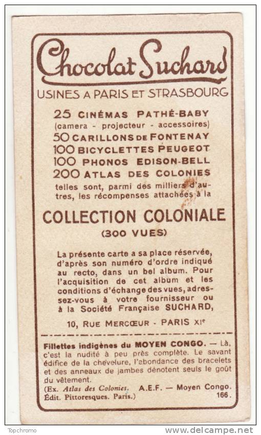 CHROMO Chocolat Suchard Collection Coloniale Fillettes Indigènes Moyen Congo Afrique - Suchard