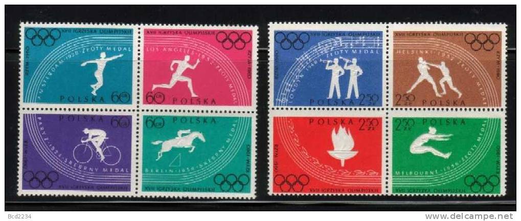 POLAND 1960 OLYMPIC GAMES IN ROME ITALY PERF NHM Sports Discus Boxing Horses Cycling Jumping Sprint Running Bikes Music - Estate 1960: Roma