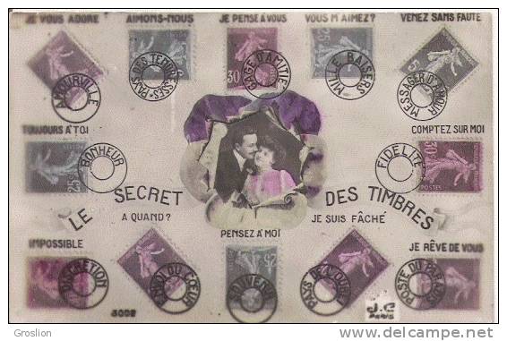 LE SECRET DES TIMBRES CARTE FANTAISIE 3002     1911 - Timbres (représentations)