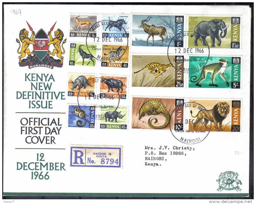 VER967 - KENYA ,  Ordinaria Yvert N. 20/33 Su Due FDC - Kenya (1963-...)