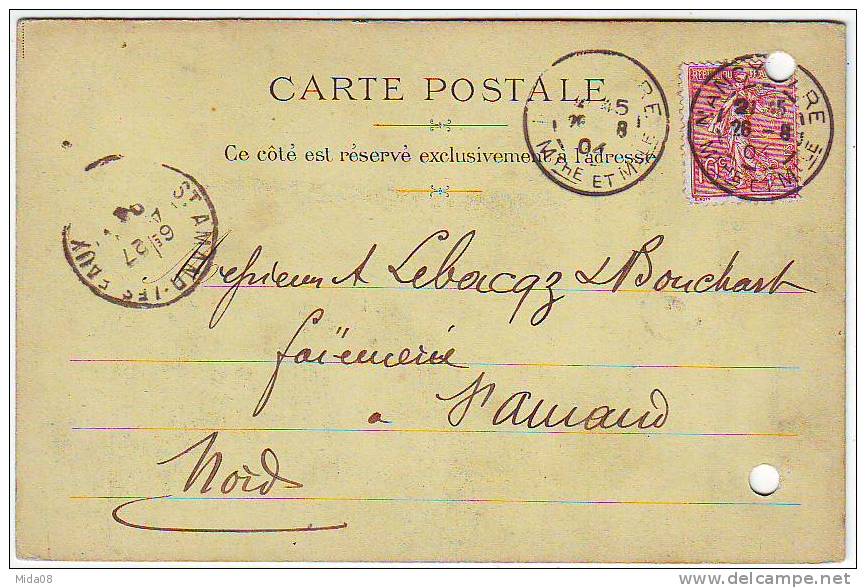 CARTE POSTALE. CONSTRUCTIONS MECANIQUES ET FONDERIES NANCEIENNES. NANCY. Ch. MASSON.ANCIENS ETABLISSEMENTS BAILLY Et Cie - Pubblicitari