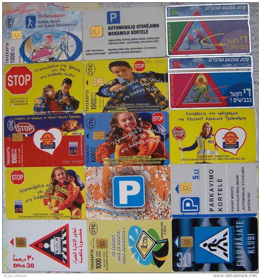 Interesting COLLECTION Of 15 Cards Cartes Karten Theme The ROAD SIGNS Signalisation Routière Verkehrszeichen - Collections