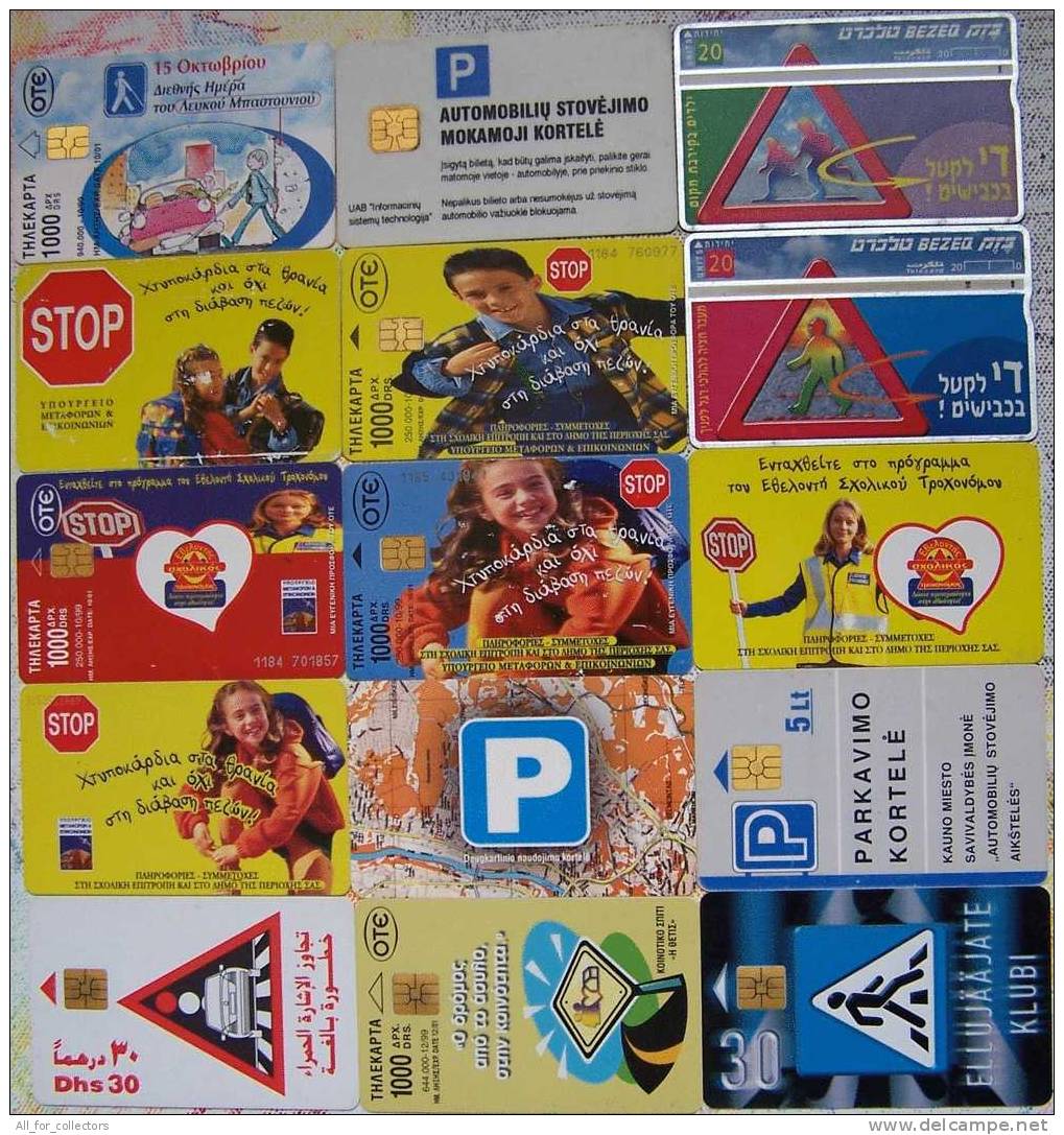 Interesting COLLECTION Of 15 Cards Cartes Karten Theme The ROAD SIGNS Signalisation Routière Verkehrszeichen - Lots - Collections