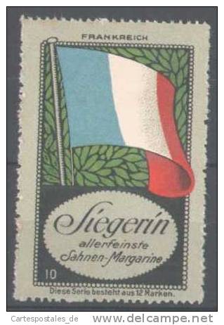 Vignette "Siegerin"-Sahnen-Margarine, Flagge: Frankreich - Erinnofilia