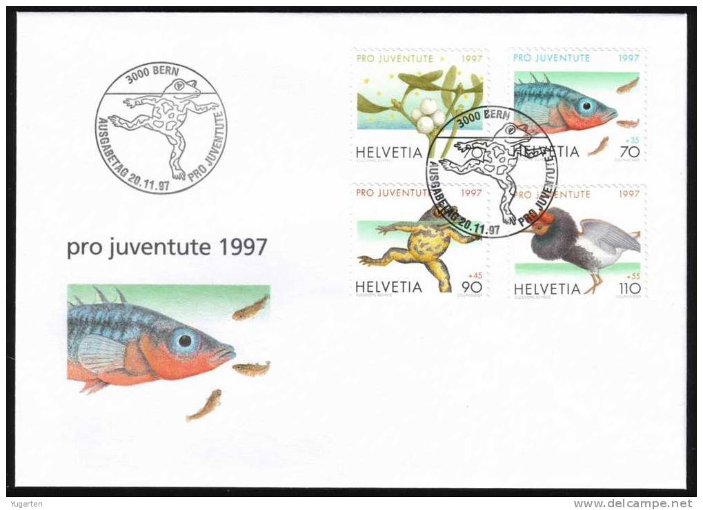 1997 SUISSE SWITZERLAND SVIZZERA - FDC - SERIE COMPLETE N° 1557/1560- PRO JUVENTUTE - Lettres & Documents