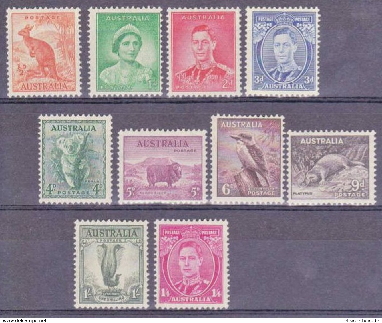 AUSTRALIA - 1937/8 - YVERT N° 110/119 (B) DENTELES 14x13.5 * MH - COTE = 182 EUROS - - Ongebruikt