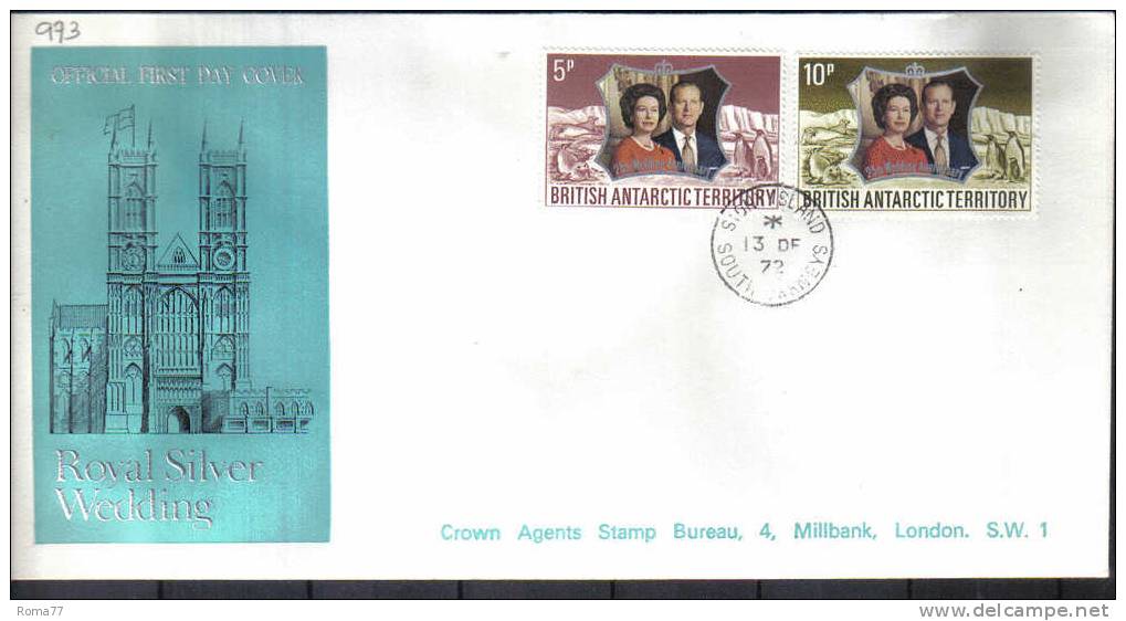 VER973 - ANTARTIC TERRITORY 13/12/72 Royal Silver Wedding Su FDC - FDC