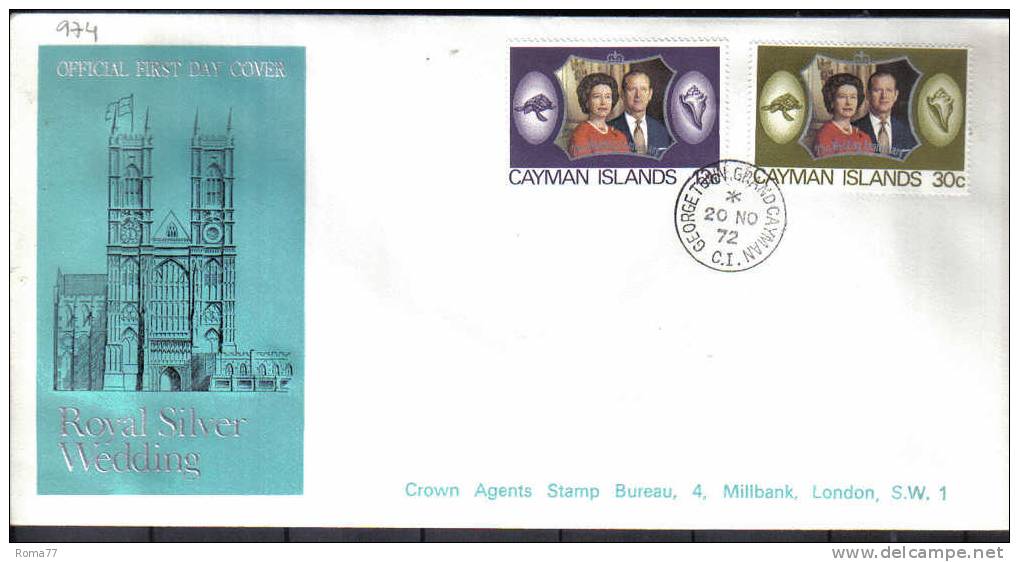 VER974 - CAYMAN 20/11/72 Royal Silver Wedding Su FDC - Cayman Islands