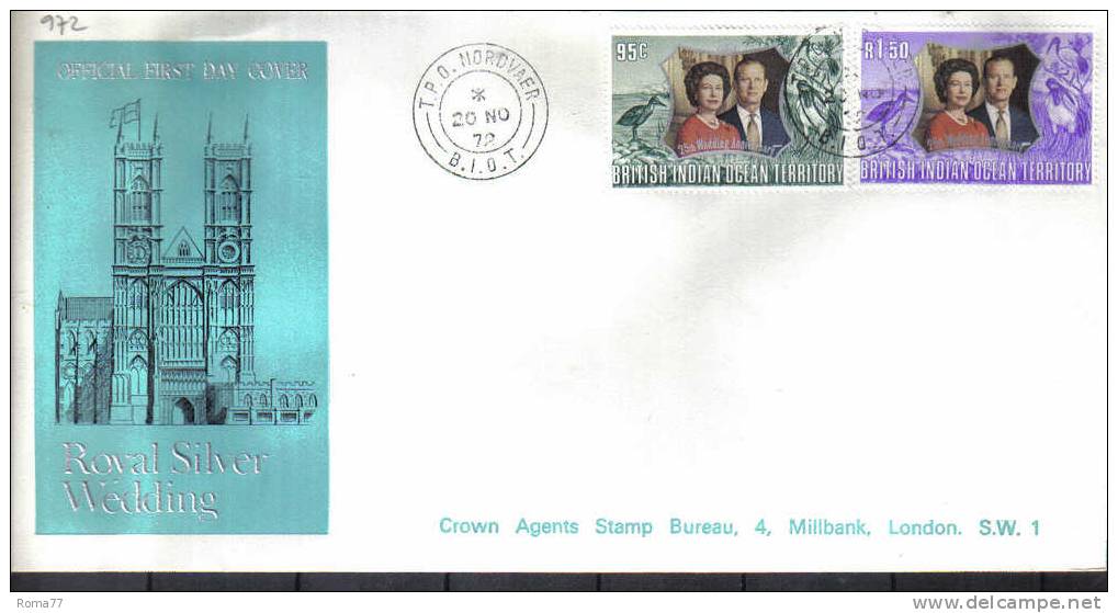 VER972 - BIOT OCEANO INDIANO 20/11/72 Royal Silver Wedding Su FDC - FDC