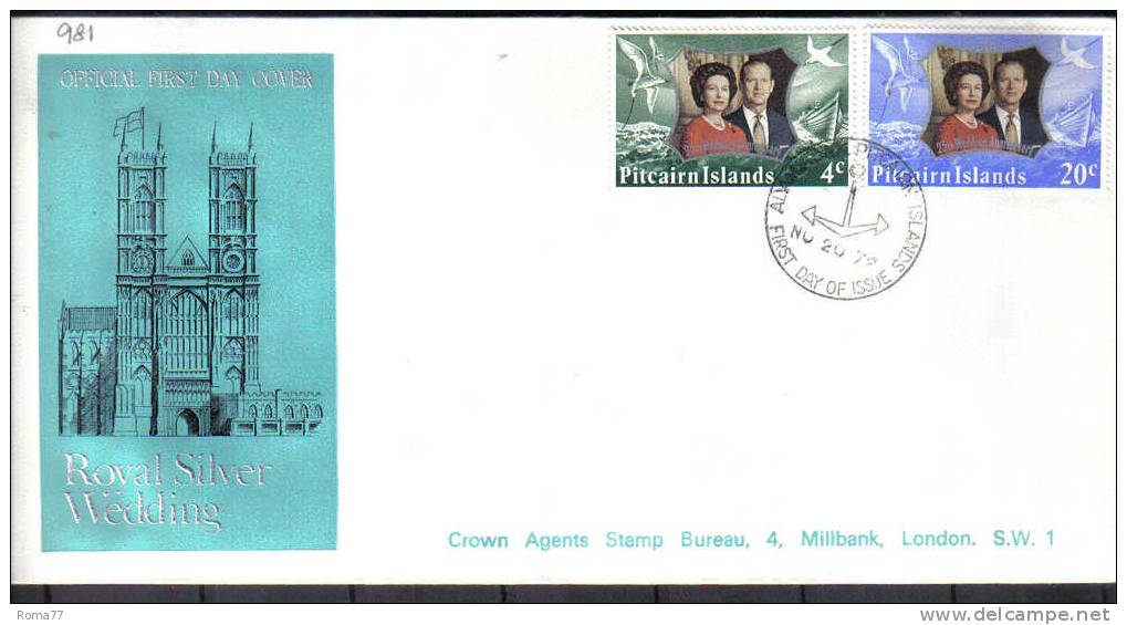 VER981 - PITCAIRN 20/11/72 Royal Silver Wedding Su FDC - Pitcairn