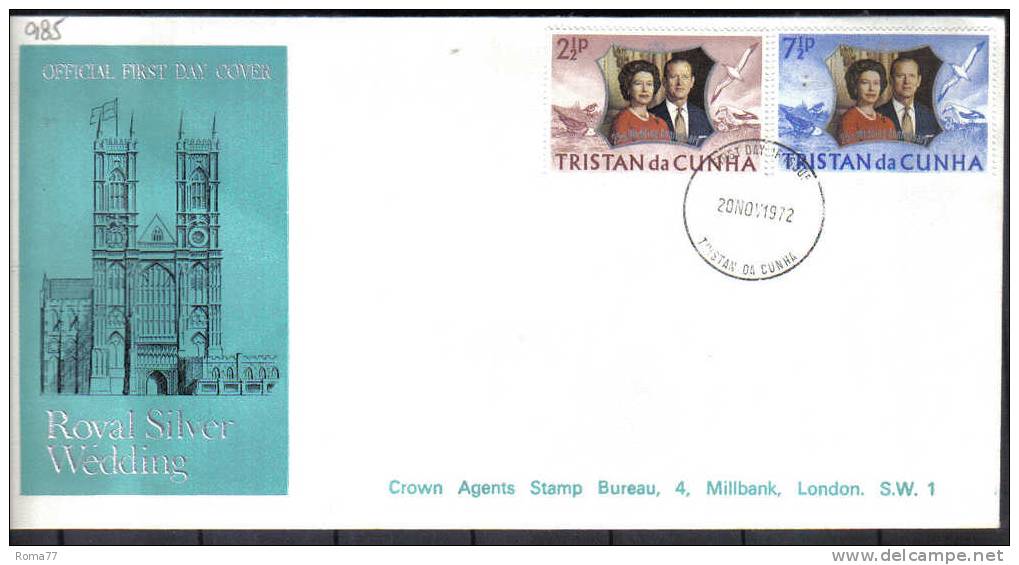 VER985 - TRISTAN DA CUHNA 20/11/72 Royal Silver Wedding Su FDC - Tristan Da Cunha