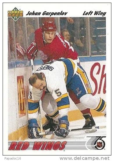 Carte / Card / Karte Hockey - Johan Garpenlov - Left Wing - Detroit Red Wings (Upper Deck C° N° 167) - [1991] - 1990-1999