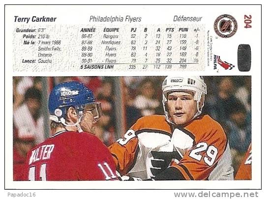 Carte / Card / Karte Hockey - Terry Carkner - Défenseur - Philadelphia Flyer (Upper Deck C° N° 20) - [1991] - 1990-1999