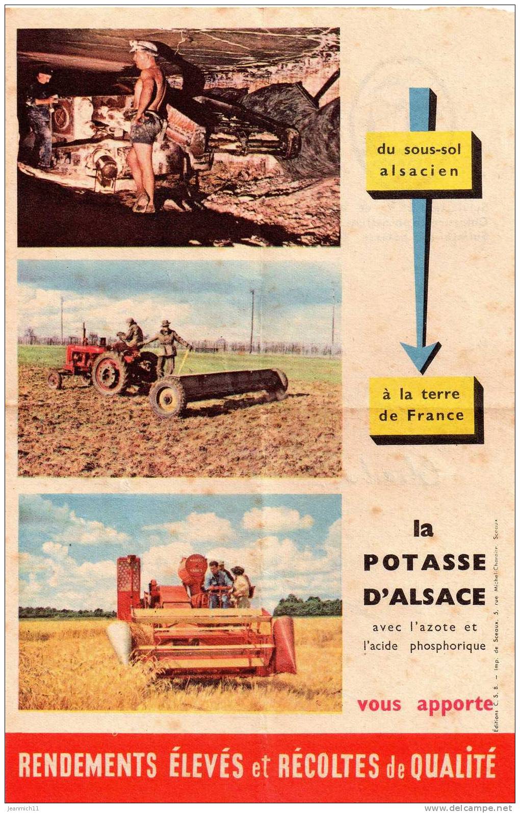 FACTURE THEZAN V° PUBLICITAIRE : M Louis Jean - Potasse D´ Alsace - Engrais Potassiques - Agriculture - Tracteur - Agriculture