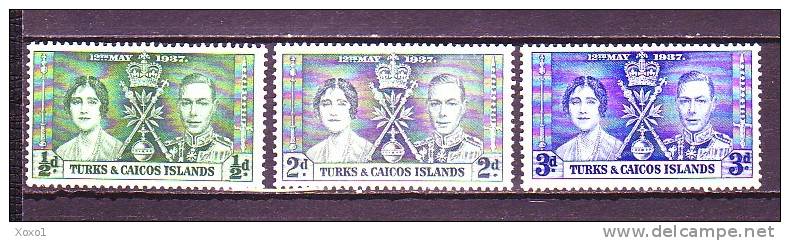 Turks And Caicos 1937 Freimarken 3v  MLH* - Turks & Caicos (I. Turques Et Caïques)