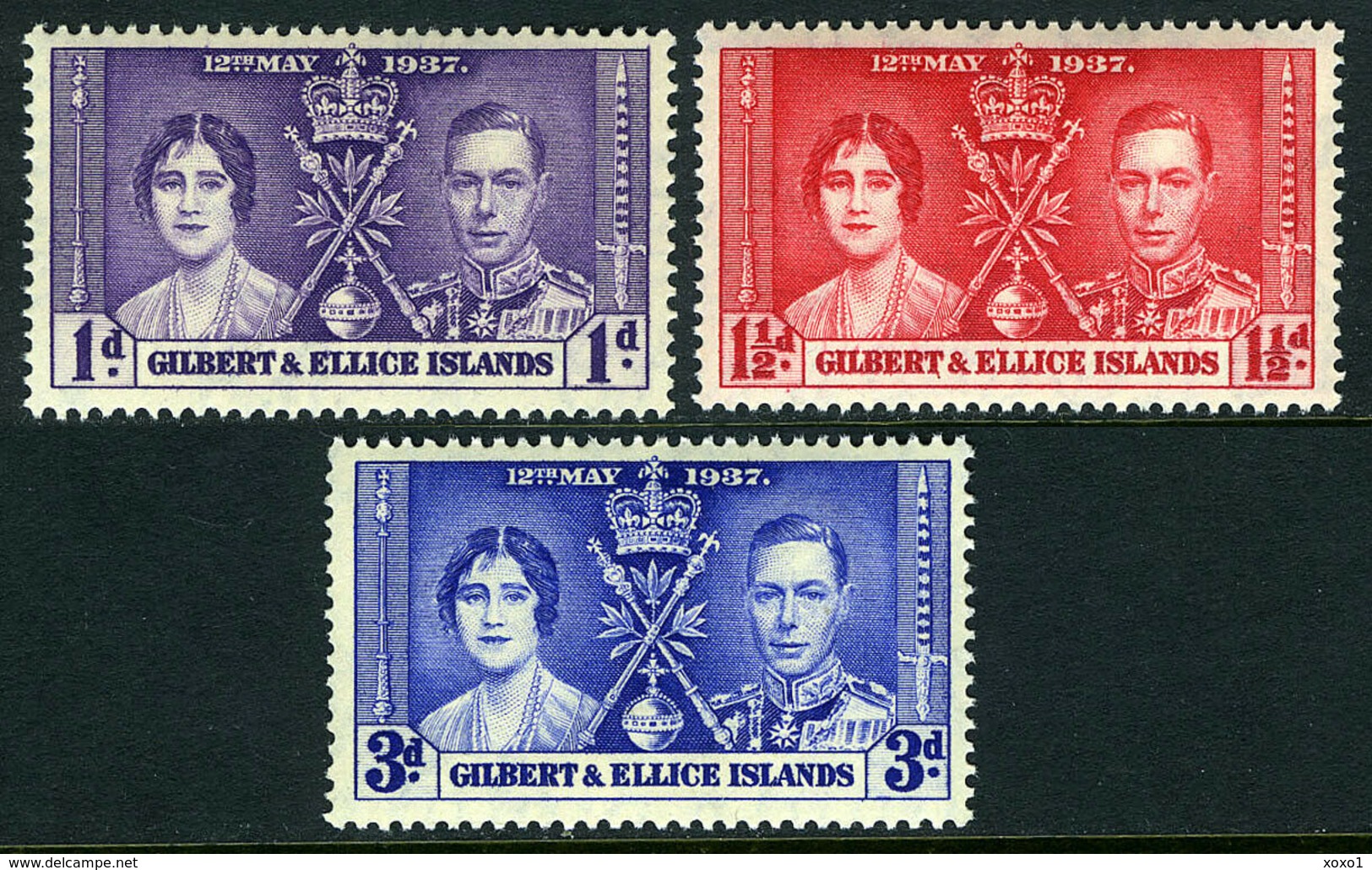 Gilbert And Ellice Islands 1937 Mi.No. 35 - 37 Coronation George VI, Elizabeth 3v  MNH** 1,50 € - Gilbert & Ellice Islands (...-1979)