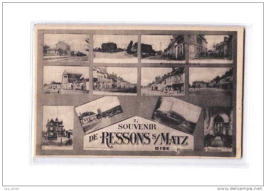 60 RESSONS SUR MATZ Fantaisie, Souvenir, Multivue, Gare, Eglise, Usine, Ed Frezquin 7, 1916 - Ressons Sur Matz