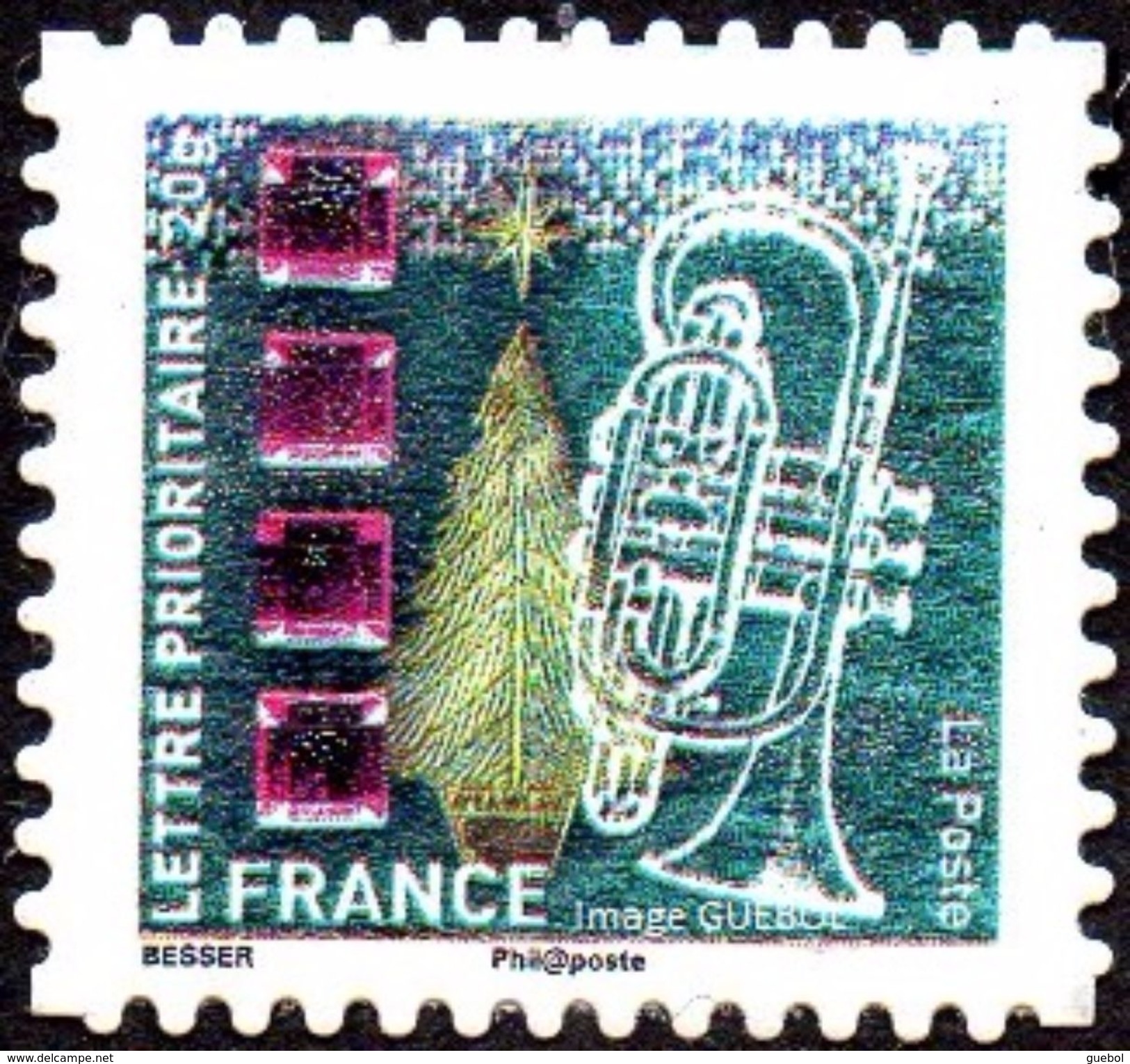 France Autoadhésif ** N°  505 - Voeux 2011 - Musique, Trompette Et Arbre, Sapin - Ungebraucht