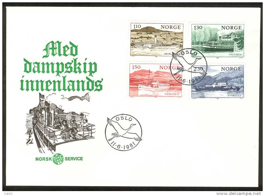 NORWAY FDC 1981 «Lake Steamships». Perfect, Cacheted Unadressed Cover - FDC