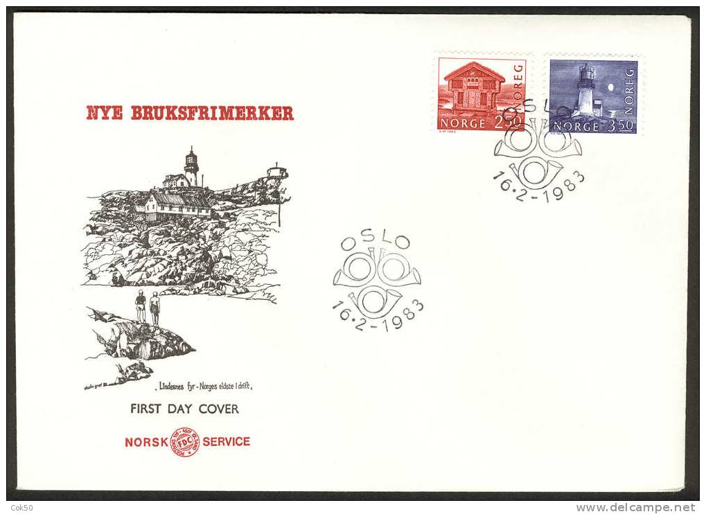 NORWAY FDC 1983 «Daily Issues, Buildings». Perfect, Cacheted Unadressed Cover - FDC