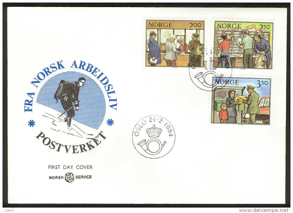 NORWAY FDC 1984 «Postal Work». Perfect, Cacheted Unadressed Cover - FDC