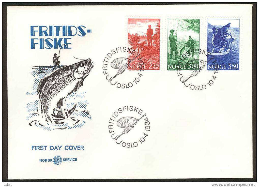 NORWAY FDC 1984 «Sport-fishing». Perfect, Cacheted Unadressed Cover - FDC