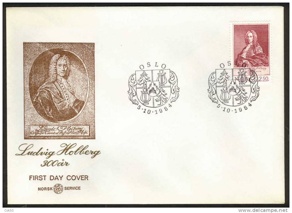 NORWAY FDC 1984 «Ludvig Holberg». Perfect, Cacheted Unadressed Cover - FDC