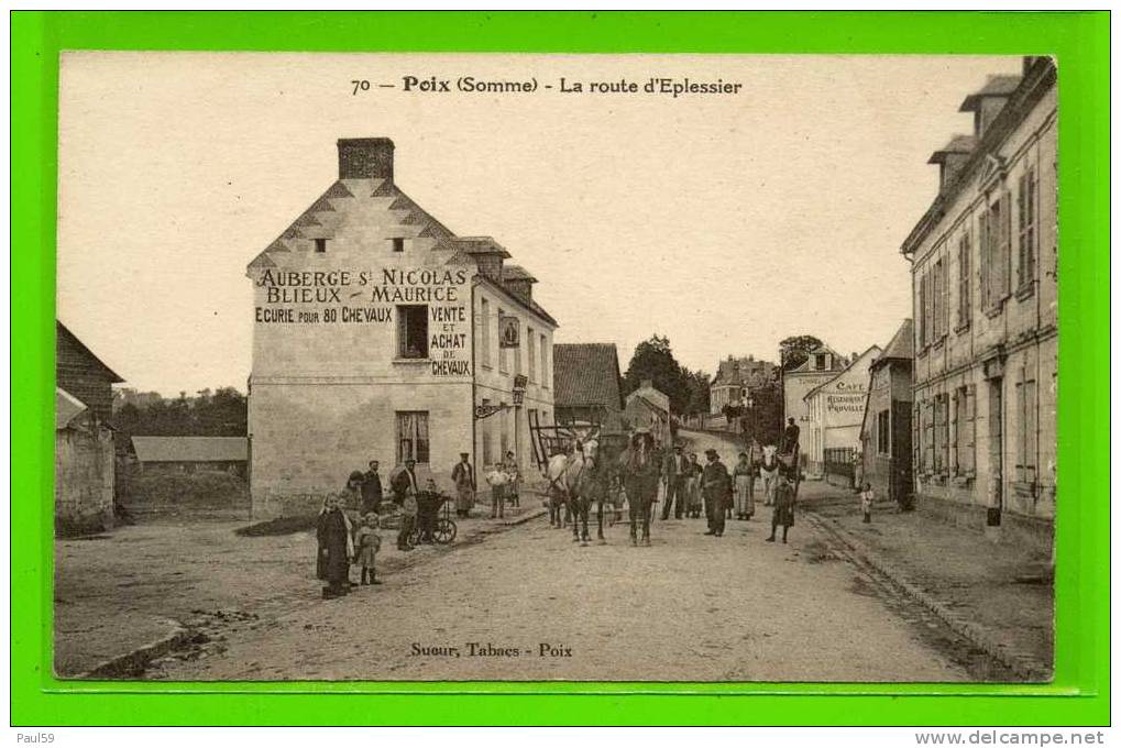 Dt  80 -  POIX - La Route D'Eplessier . ( Commerces - Animation) - Poix-de-Picardie