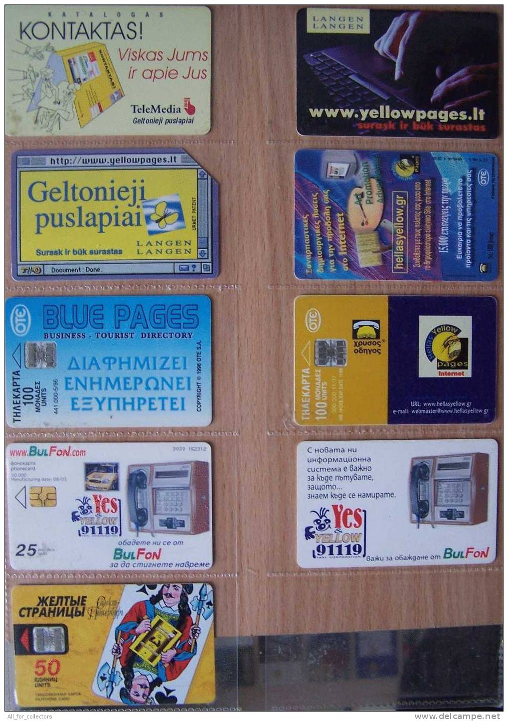 Interesting COLLECTION Of 9 YELLOW PAGES Cards Cartes Karten  Blue Pages Jaunes Gelbe Seiten Ads Anzeigen Annonces - Colecciones