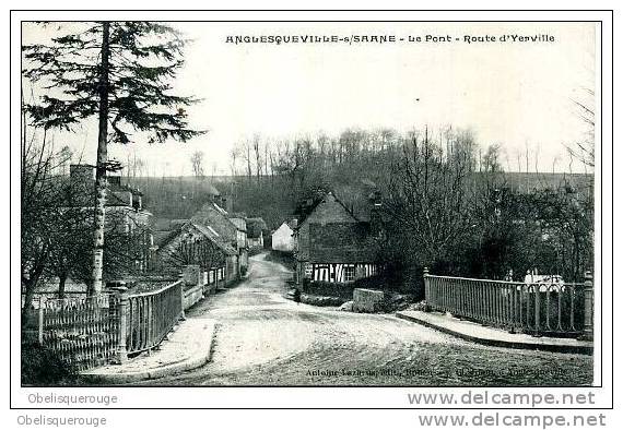 76 ANGLESQUEVILLE SUR SAANE PONT VERS YERVILLE  CACHET PM OU FM 1908 - Yerville