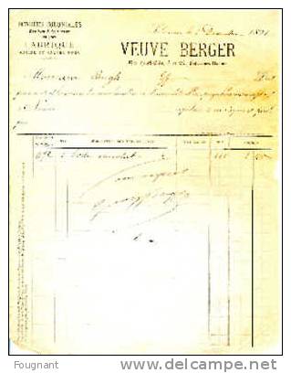 BELGIQUE: Denrées Coloniales:Facture Veuve Berger.1891:Salzinnes-Nam Ur.Genièvre & Spriritueux. - Factures