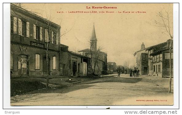 Labarthe Sur Lèze, La Place Et L´église,café Du Progrès - Other & Unclassified