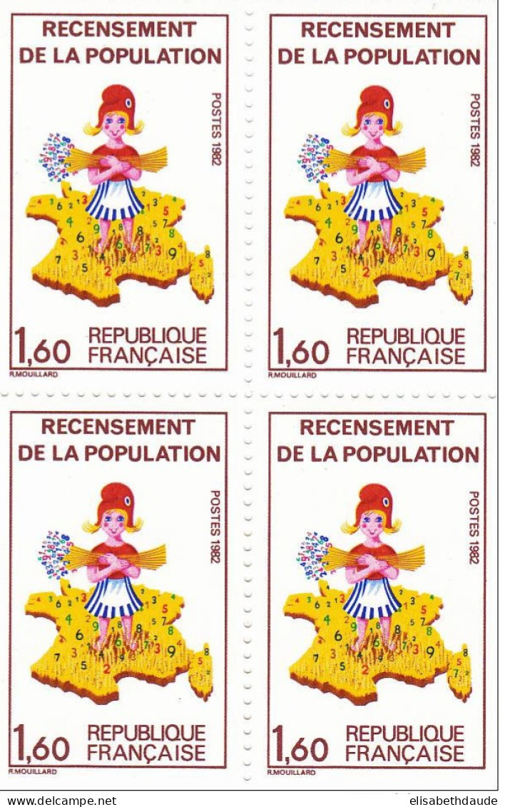 VARIETE : CHIFFRE 7 MANQUANT X2 TENANT à NORMAL BLOC De 4 - YVERT N° 2202a ** - COTE = 30++EUROS - Unused Stamps