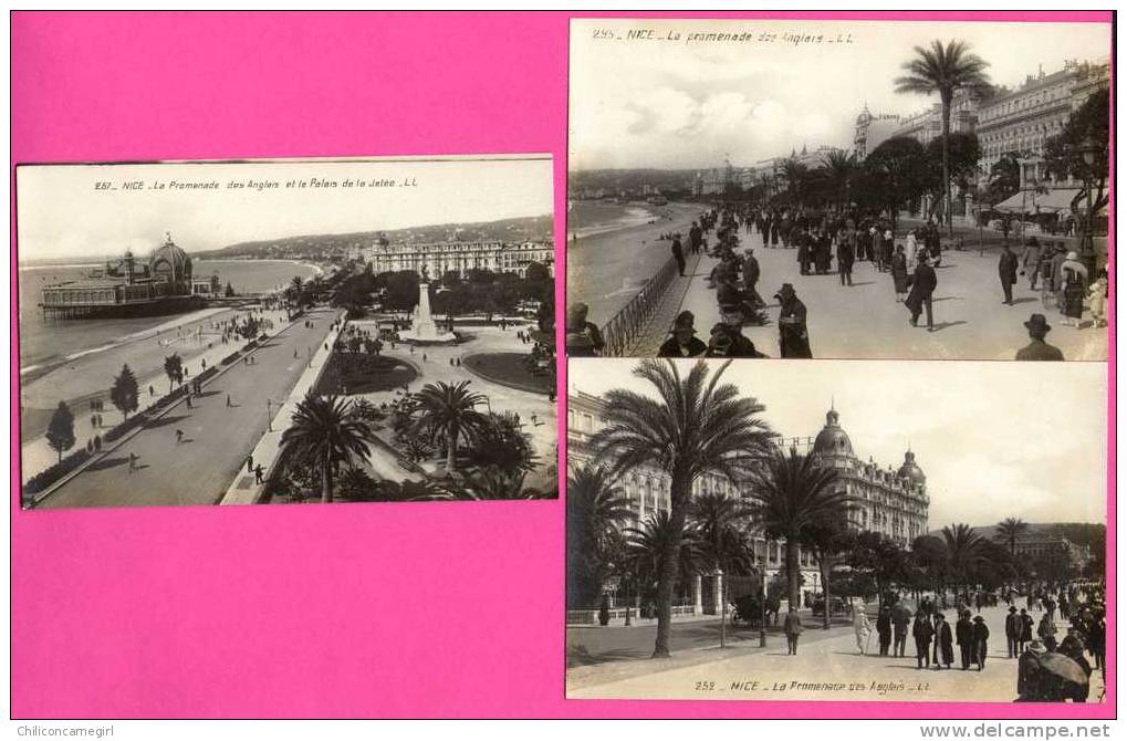 Lot De 3 Cartes De Nice - La Promenade Des Anglais - Animée - L.L. ( N 1937 ) - Lots, Séries, Collections