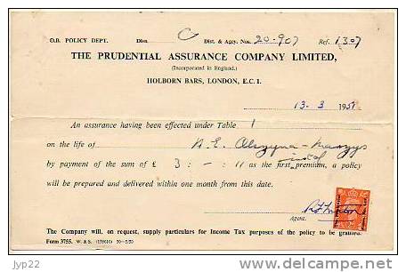 Courrier Commercial The Prudential Assurance Company London Londres 13-03-1951 - Timbre - Royaume-Uni