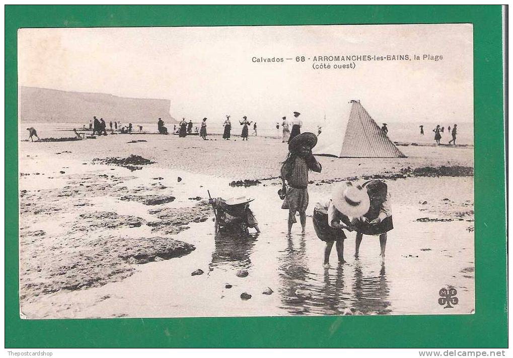 RELISTED  CPA 14 FRANCE No.68. ARROMANCHES LES BAINS LA PLAGE ,,, MORE FRANCE LISTED @ 1 EURO OR LESS - Arromanches