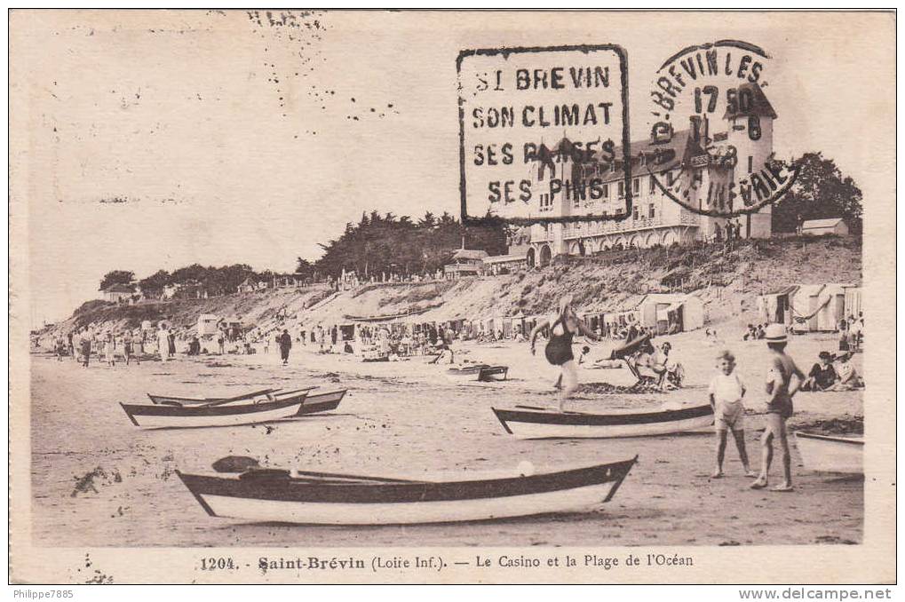 Saint-Brévin - Le Casino Et La Plage De L'Océan - 1938 - Saint-Brevin-les-Pins