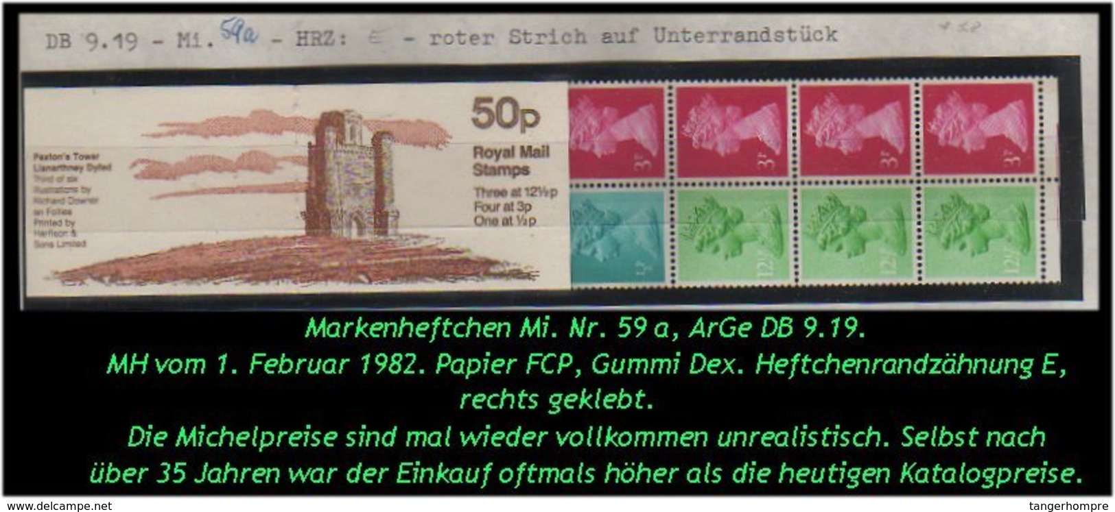 Grossbritannien - Februar 1982, 50 P Markenheftchen Mi. Nr. 59 A, Rechts Geklebt. - Booklets