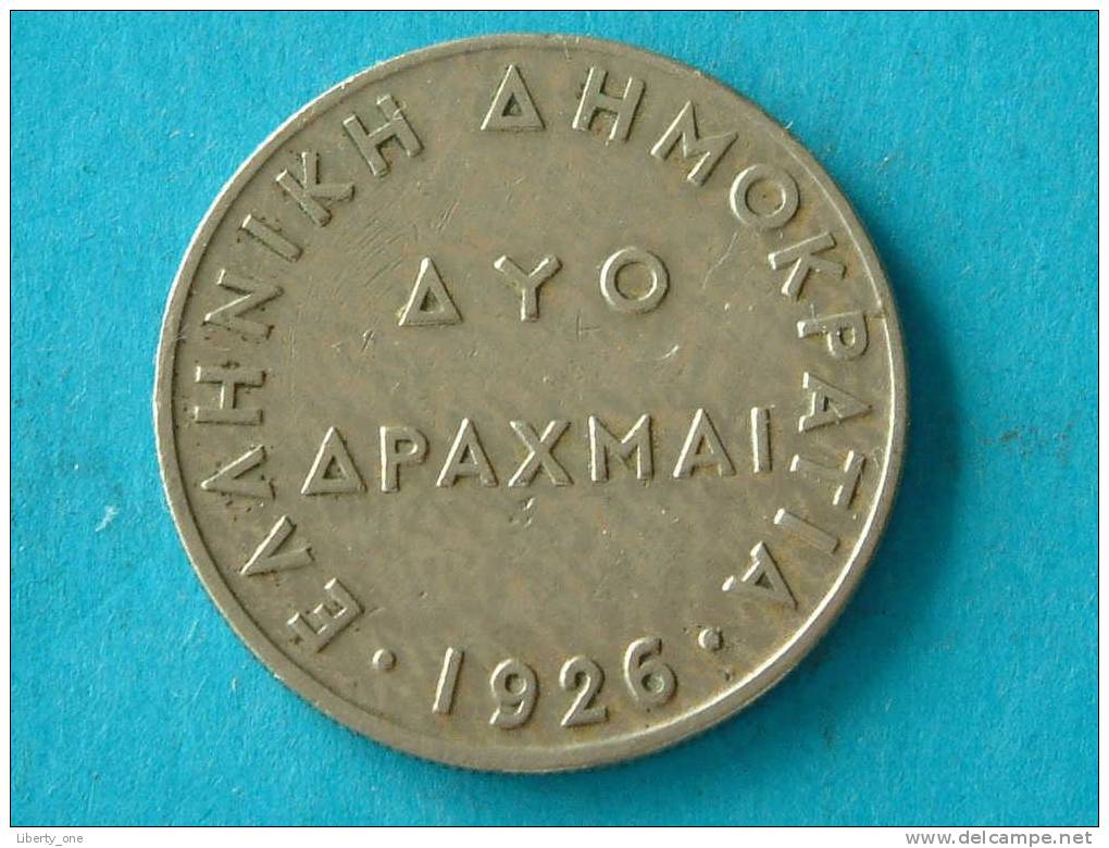 1926 - 2 DRACHMA / KM 70 ( For Grade, Please See Photo ) !! - Grèce