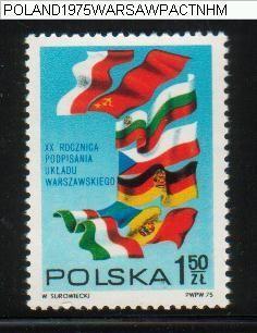 POLAND 1975 20TH ANNIV OF THE WARSAW CONVENTION NHM Flags Communism Socialism Mutual Arms Defence - Unused Stamps
