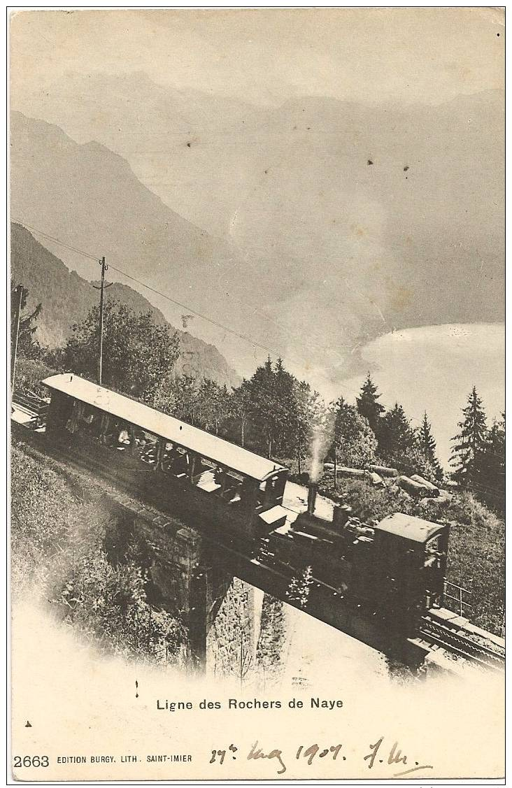 Lignes Des Rochers De NAYE - " Locomotive Poussant Un Wagon " +++++ " Burgy, St-Imier, #2663 "+++++ Vers Londres, 1907 + - Roche