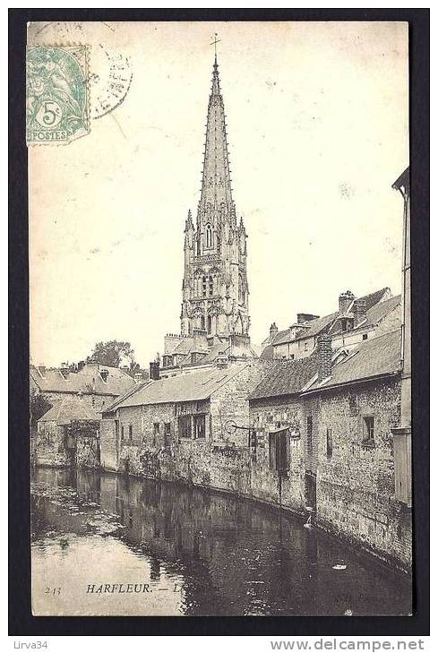 CPA  ANCIENNE- FRANCE- HARFLEUR (76)- VIEILLES MAISONS AU BORD DE L'EAU- LE CLOCHER- - Harfleur